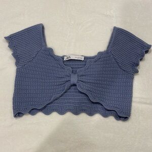 Zara blue knit crop top size medium